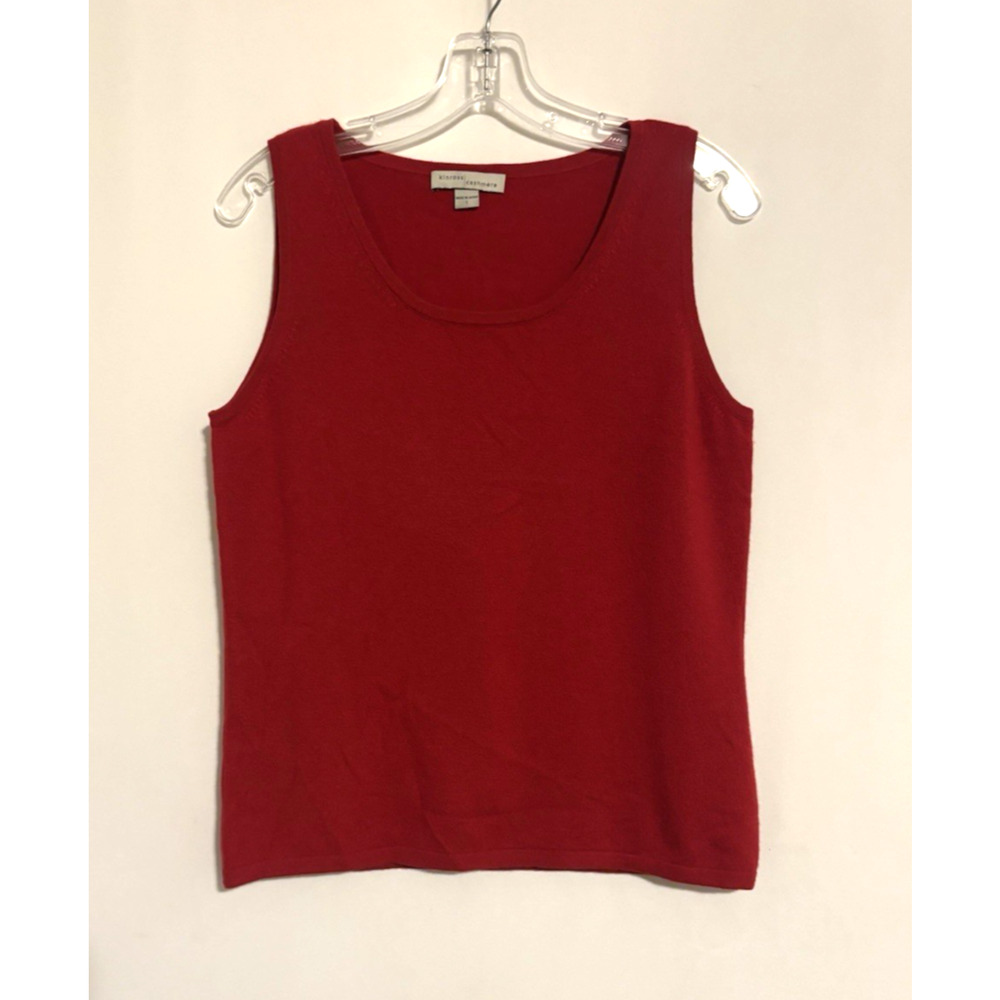 Kinross Cashmere Crew Neck Top Tank Large Womens Red Sleeveless